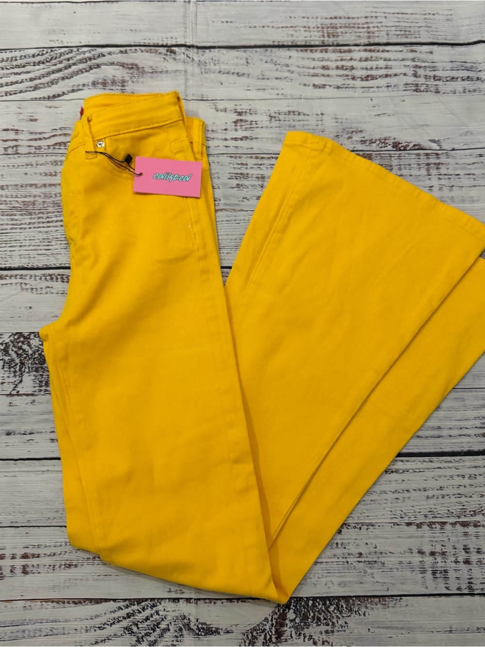 Yellow Women's High-Waist Flare Jeans by Edikted size extra small